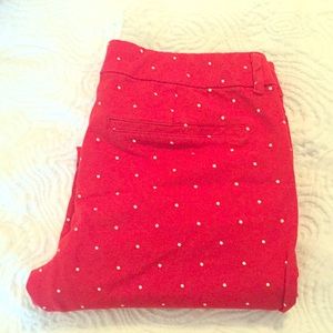 Cherry red and white polka dot pants